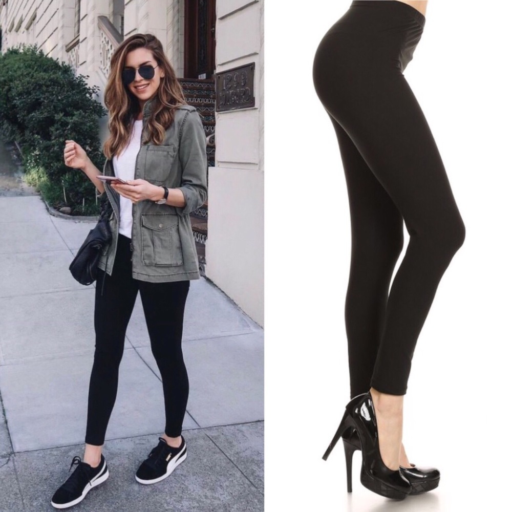 OS Solid Black (Noir) Butter Soft Leggings - Picture 1 of 4